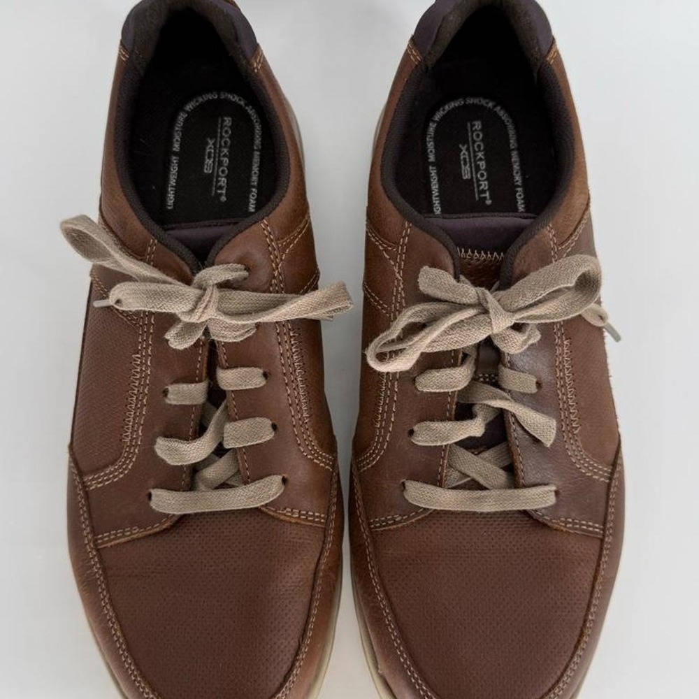 Rockport XCS Mens 9 M Brown Leather Walking Shoes Memory Foam Comfort CH2617